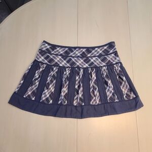American Eagle Outfitters Plaid Mini Skirt in Navy and White